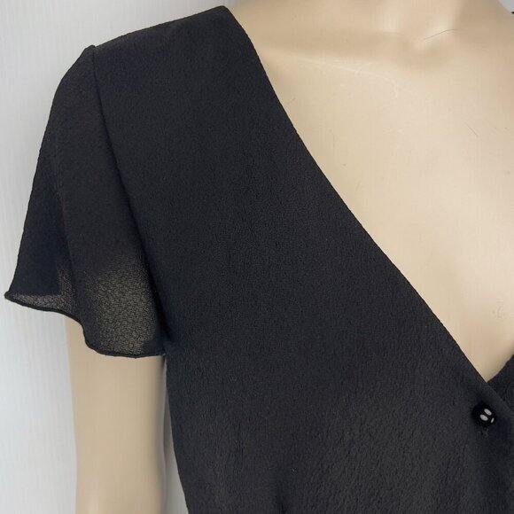 WILFRED ARITZIA Nazaire LBD Button-up Black Minimalist Contemporary Dress 4 - Picture 5 of 10